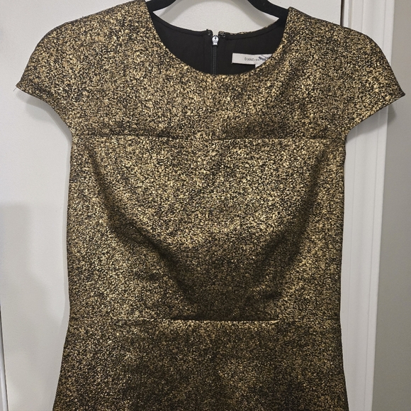 Diane Von Furstenberg Hadlie Two Metallic Gold Jacquard Sheath Dress Size 4 - Picture 6 of 13